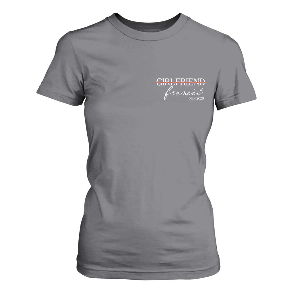 Personalized Fiancee T Shirt For Women Custom Date Girlfriend Engagement Gifts Future Mr and Mrs TS10 Charcoal Print Your Wear