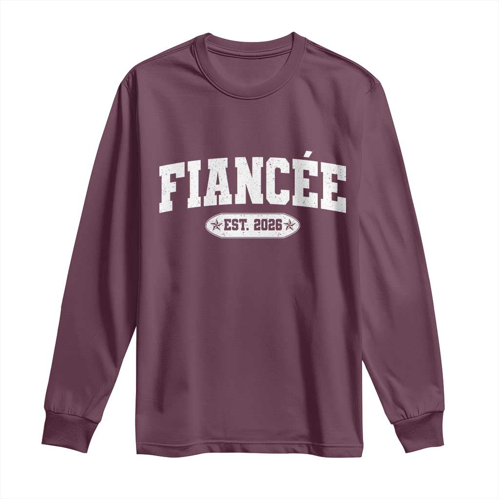Fiancee Est 2026 Long Sleeve Shirt Future Mrs. and Mr. Bridal Shower Engagement Gift TS10 Maroon Print Your Wear