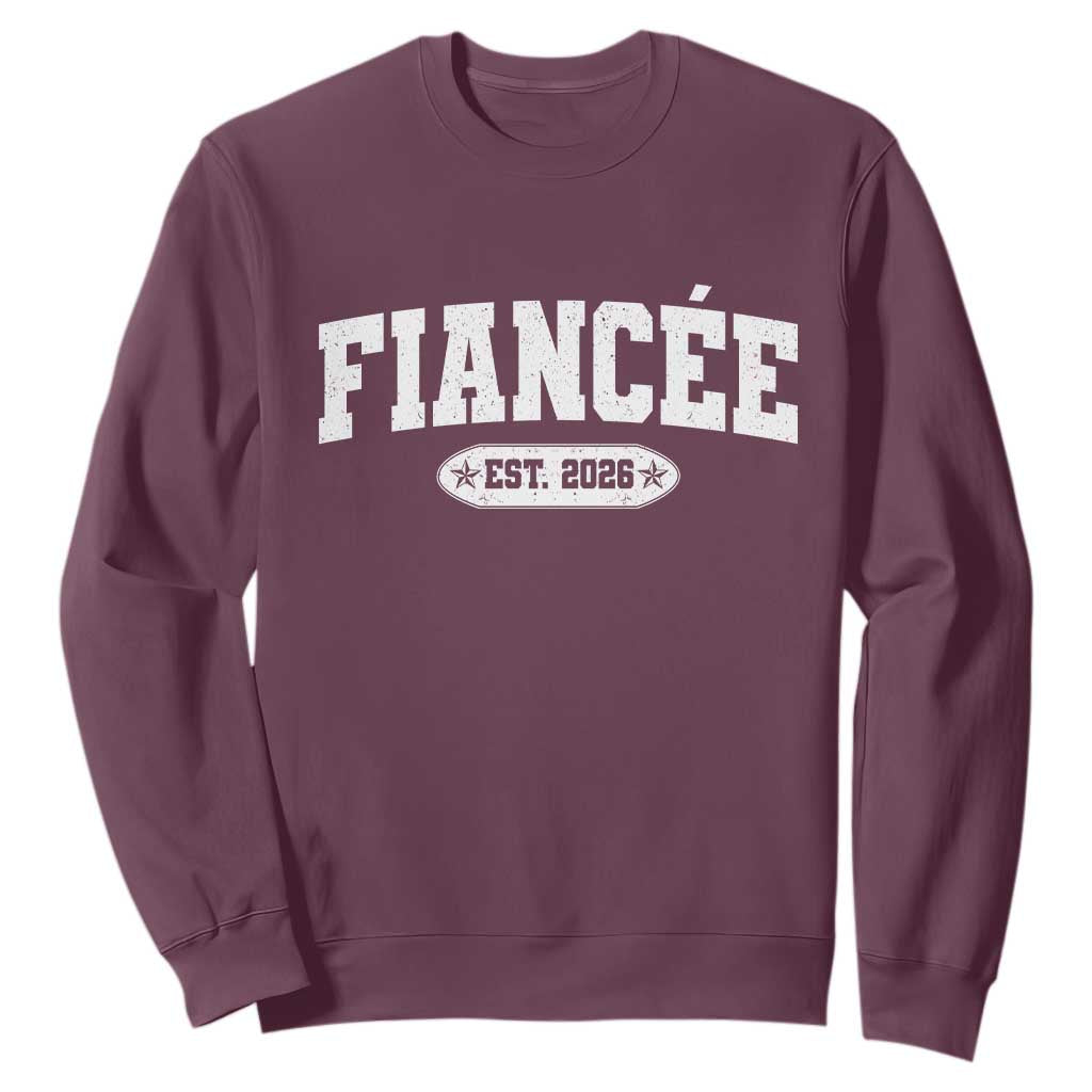 Fiancee Est 2026 Sweatshirt Future Mrs. and Mr. Bridal Shower Engagement Gift TS10 Maroon Print Your Wear