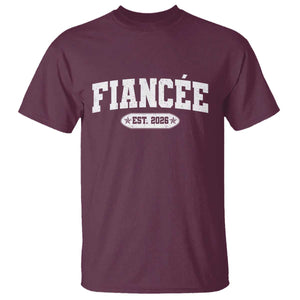 Fiancee Est 2026 T Shirt Future Mrs. and Mr. Bridal Shower Engagement Gift TS10 Maroon Print Your Wear