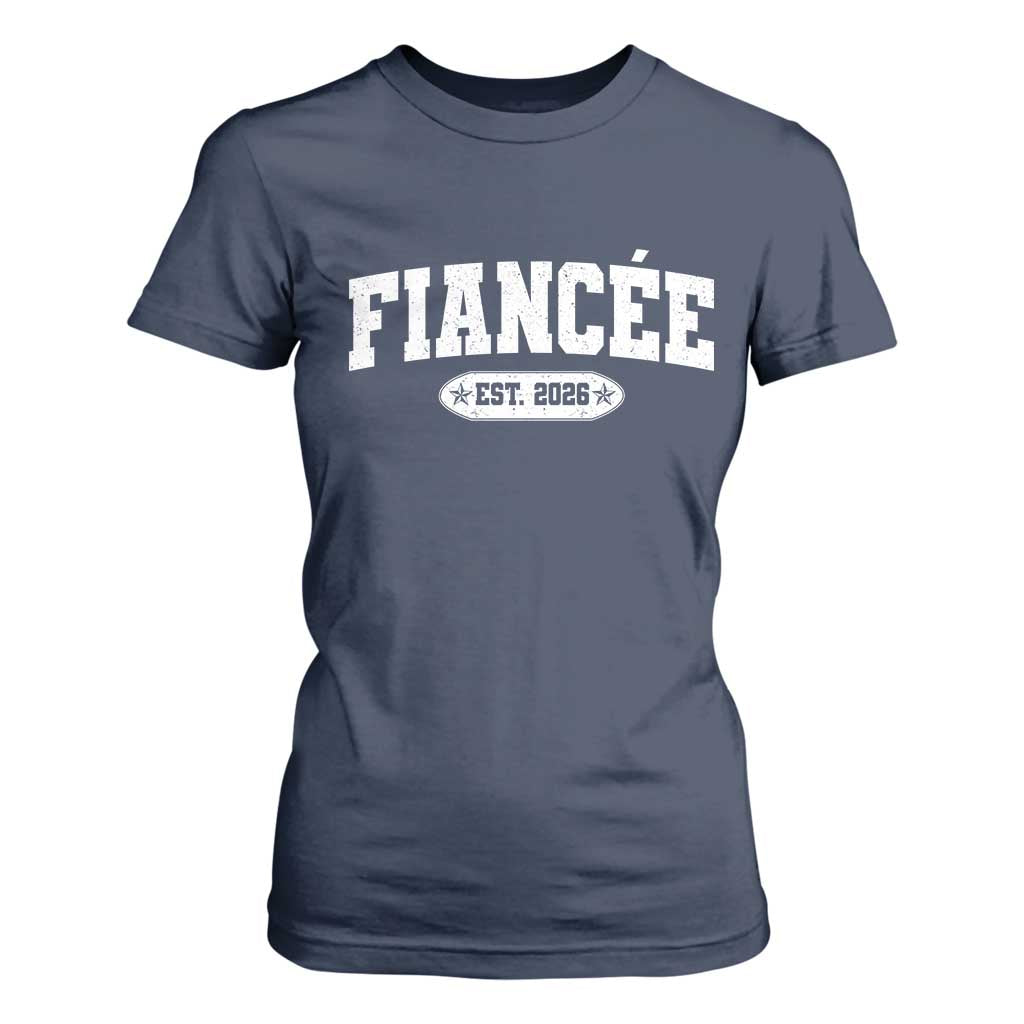 Fiancee Est 2026 T Shirt For Women Future Mrs. and Mr. Bridal Shower Engagement Gift TS10 Navy Print Your Wear