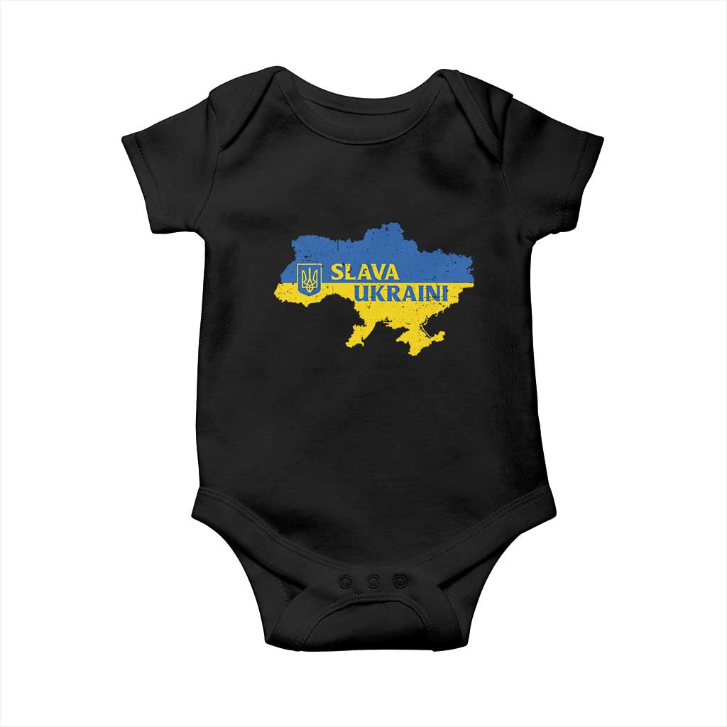 Slava Ukraini Baby Onesie Ukrainian Ukraine Flag Pride TS10 Black Print Your Wear