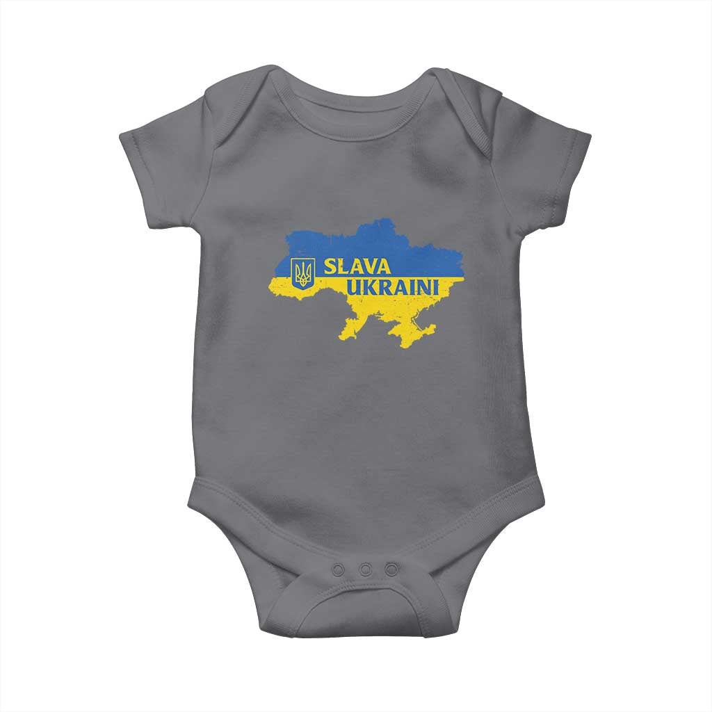 Slava Ukraini Baby Onesie Ukrainian Ukraine Flag Pride TS10 Charcoal Print Your Wear