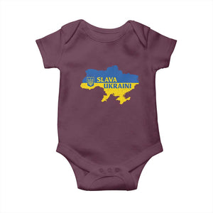 Slava Ukraini Baby Onesie Ukrainian Ukraine Flag Pride TS10 Maroon Print Your Wear