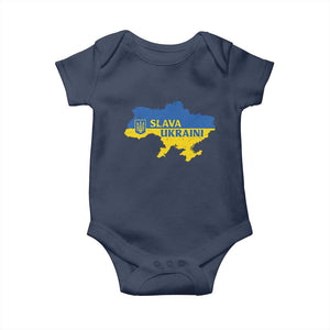 Slava Ukraini Baby Onesie Ukrainian Ukraine Flag Pride TS10 Navy Print Your Wear