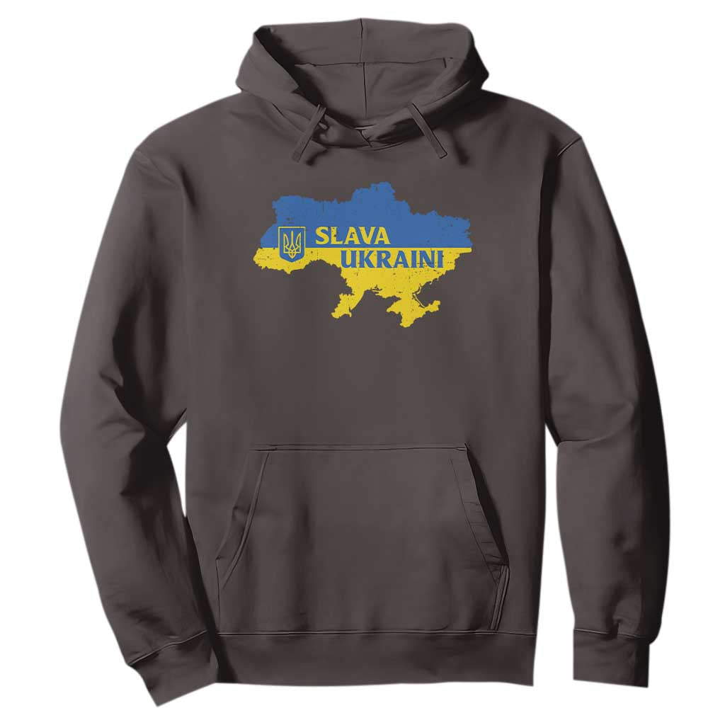 Slava Ukraini Hoodie Ukrainian Ukraine Flag Pride TS10 Dark Chocolate Print Your Wear