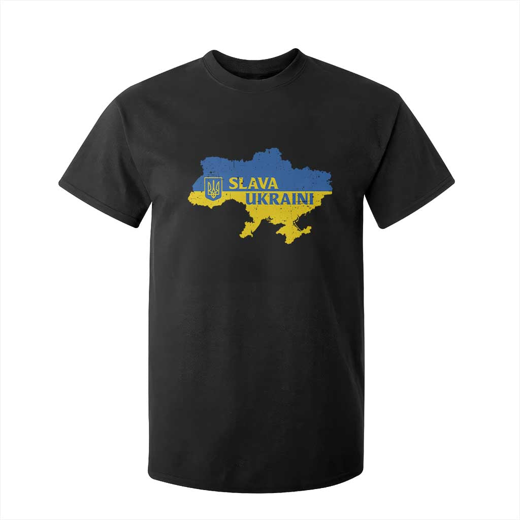 Slava Ukraini T Shirt For Kid Ukrainian Ukraine Flag Pride TS10 Black Print Your Wear