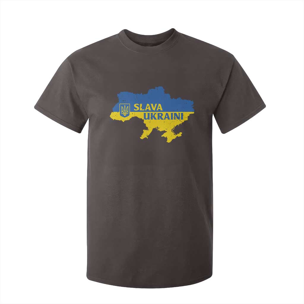 Slava Ukraini T Shirt For Kid Ukrainian Ukraine Flag Pride TS10 Dark Chocolate Print Your Wear