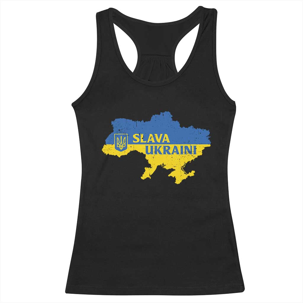 Slava Ukraini Racerback Tank Top Ukrainian Ukraine Flag Pride TS10 Black Print Your Wear
