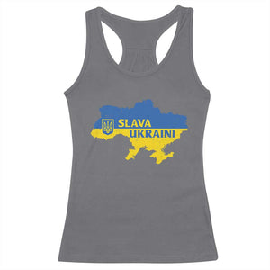 Slava Ukraini Racerback Tank Top Ukrainian Ukraine Flag Pride TS10 Charcoal Print Your Wear