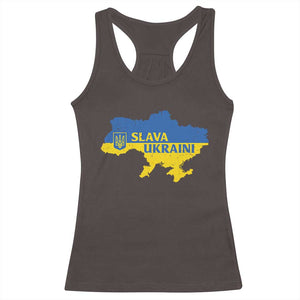 Slava Ukraini Racerback Tank Top Ukrainian Ukraine Flag Pride TS10 Dark Chocolate Print Your Wear