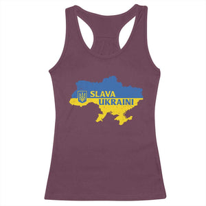 Slava Ukraini Racerback Tank Top Ukrainian Ukraine Flag Pride TS10 Maroon Print Your Wear