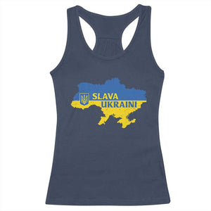 Slava Ukraini Racerback Tank Top Ukrainian Ukraine Flag Pride TS10 Navy Print Your Wear