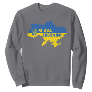 Slava Ukraini Sweatshirt Ukrainian Ukraine Flag Pride TS10 Charcoal Print Your Wear