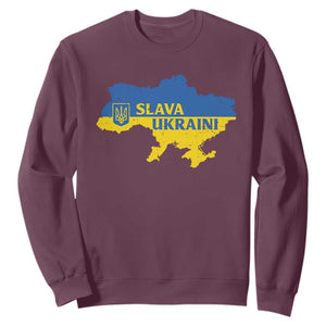 Slava Ukraini Sweatshirt Ukrainian Ukraine Flag Pride TS10 Maroon Print Your Wear