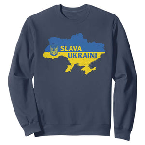 Slava Ukraini Sweatshirt Ukrainian Ukraine Flag Pride TS10 Navy Print Your Wear