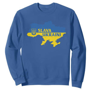 Slava Ukraini Sweatshirt Ukrainian Ukraine Flag Pride TS10 Royal Blue Print Your Wear