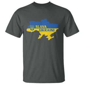 Slava Ukraini T Shirt Ukrainian Ukraine Flag Pride TS10 Dark Heather Print Your Wear
