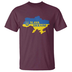Slava Ukraini T Shirt Ukrainian Ukraine Flag Pride TS10 Maroon Print Your Wear