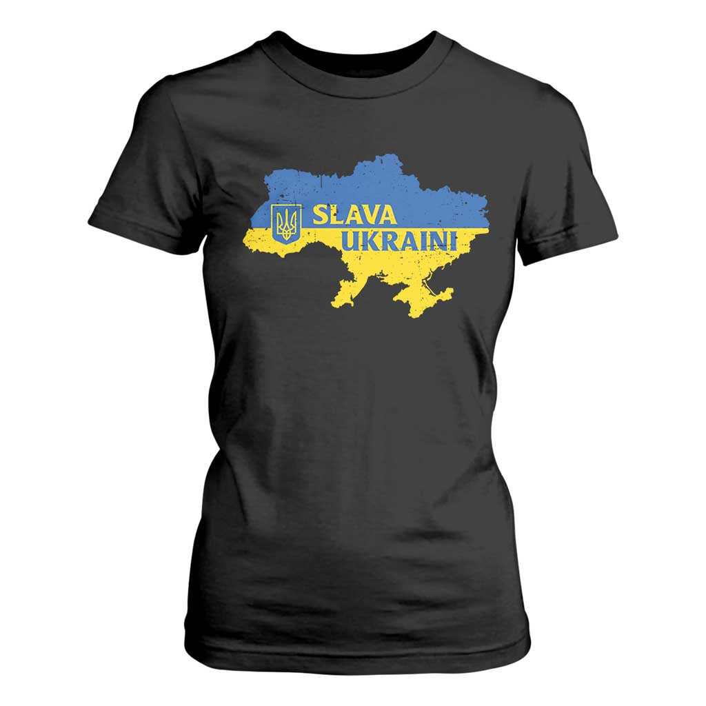Slava Ukraini T Shirt For Women Ukrainian Ukraine Flag Pride TS10 Black Print Your Wear