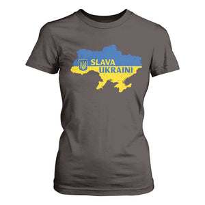 Slava Ukraini T Shirt For Women Ukrainian Ukraine Flag Pride TS10 Dark Chocolate Print Your Wear