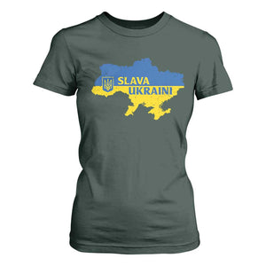 Slava Ukraini T Shirt For Women Ukrainian Ukraine Flag Pride TS10 Dark Forest Green Print Your Wear