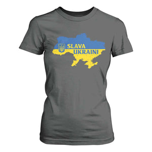 Slava Ukraini T Shirt For Women Ukrainian Ukraine Flag Pride TS10 Dark Heather Print Your Wear
