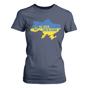 Slava Ukraini T Shirt For Women Ukrainian Ukraine Flag Pride TS10 Navy Print Your Wear