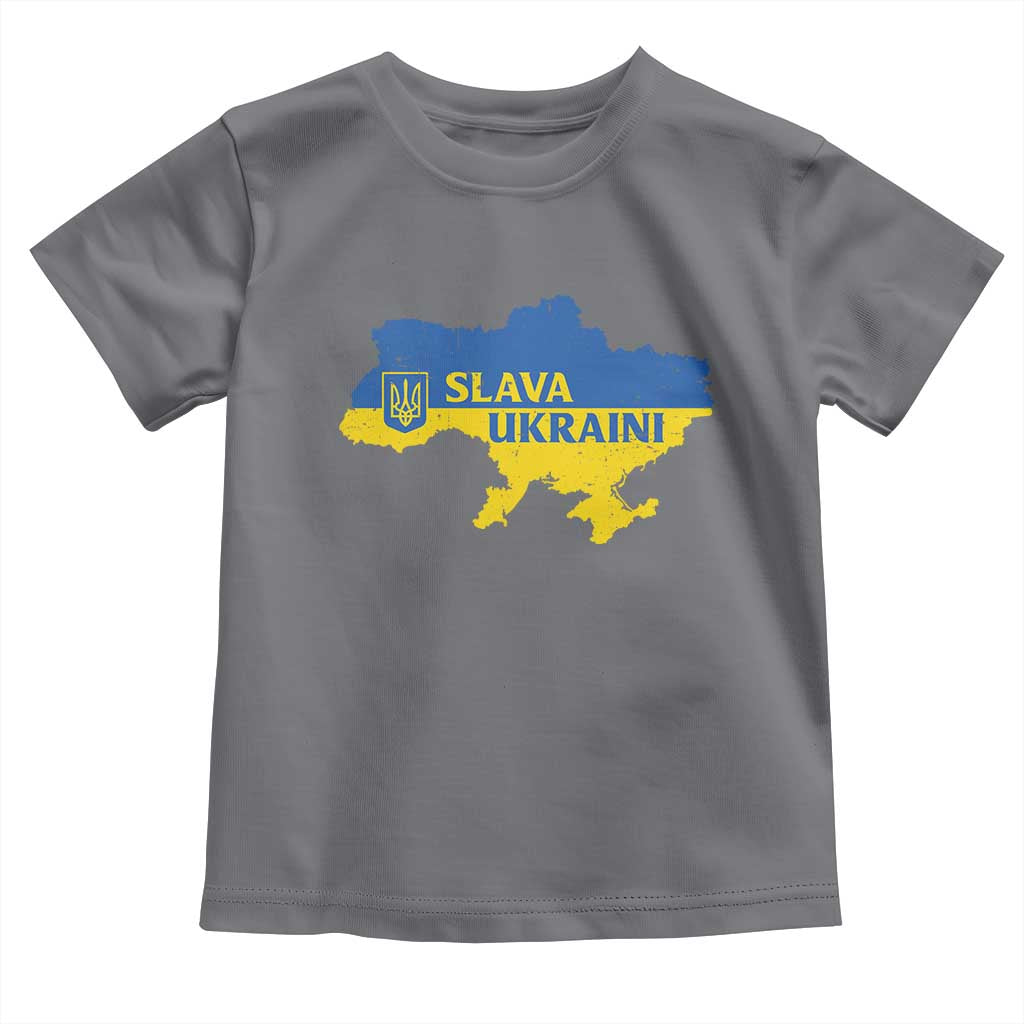 Slava Ukraini Toddler T Shirt Ukrainian Ukraine Flag Pride TS10 Charcoal Print Your Wear
