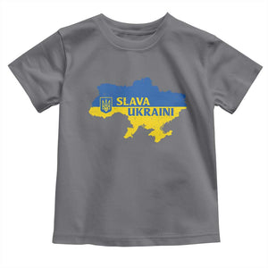 Slava Ukraini Toddler T Shirt Ukrainian Ukraine Flag Pride TS10 Charcoal Print Your Wear