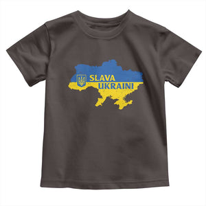Slava Ukraini Toddler T Shirt Ukrainian Ukraine Flag Pride TS10 Dark Chocolate Print Your Wear