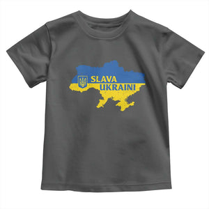 Slava Ukraini Toddler T Shirt Ukrainian Ukraine Flag Pride TS10 Dark Heather Print Your Wear