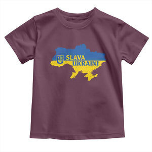 Slava Ukraini Toddler T Shirt Ukrainian Ukraine Flag Pride TS10 Maroon Print Your Wear