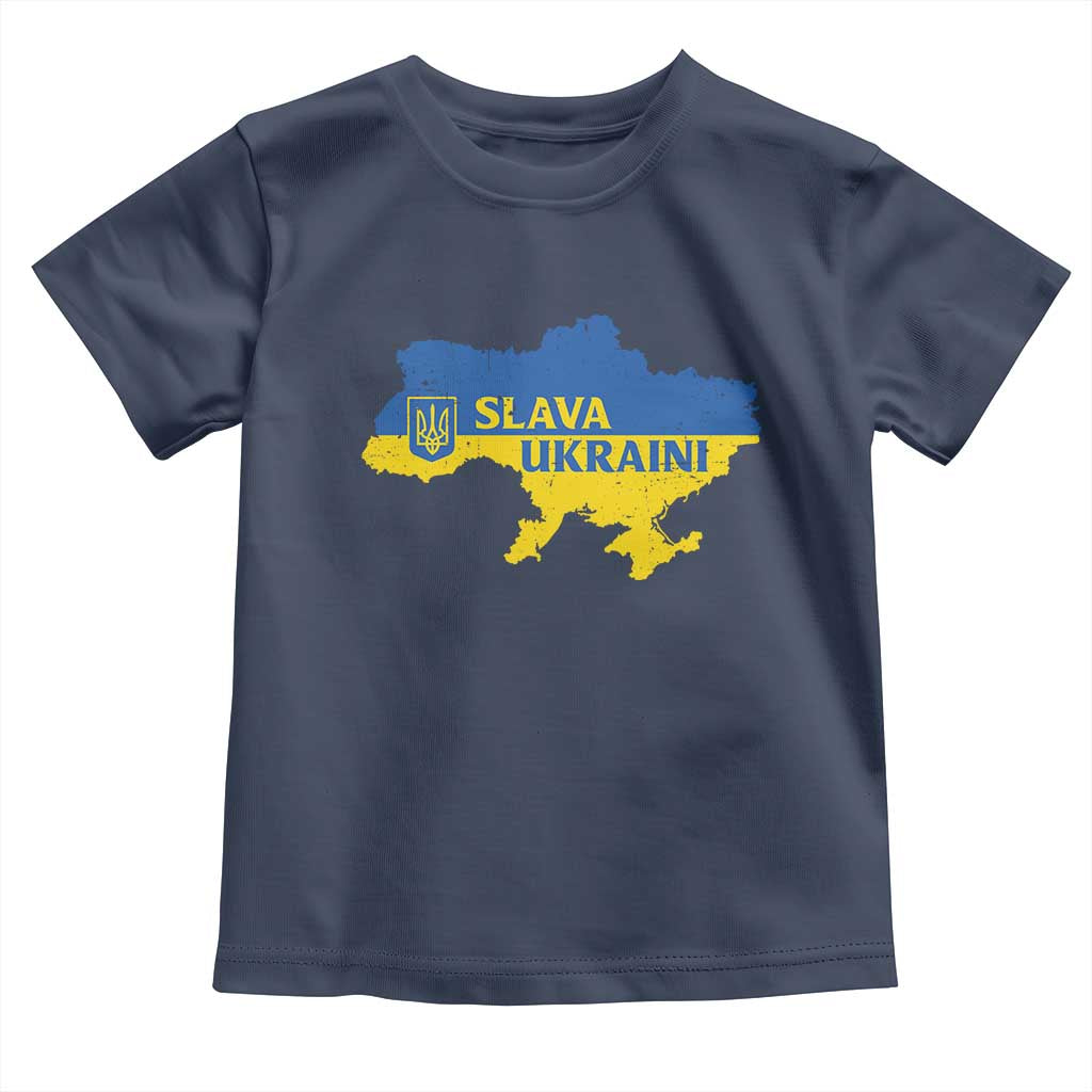 Slava Ukraini Toddler T Shirt Ukrainian Ukraine Flag Pride TS10 Navy Print Your Wear
