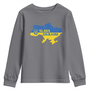 Slava Ukraini Youth Sweatshirt Ukrainian Ukraine Flag Pride TS10 Charcoal Print Your Wear