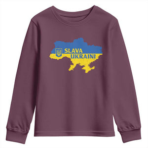 Slava Ukraini Youth Sweatshirt Ukrainian Ukraine Flag Pride TS10 Maroon Print Your Wear