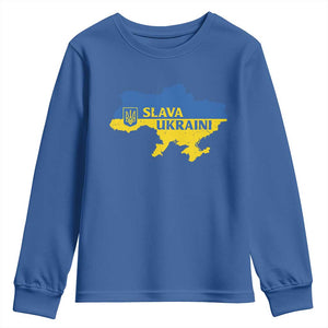 Slava Ukraini Youth Sweatshirt Ukrainian Ukraine Flag Pride TS10 Royal Blue Print Your Wear