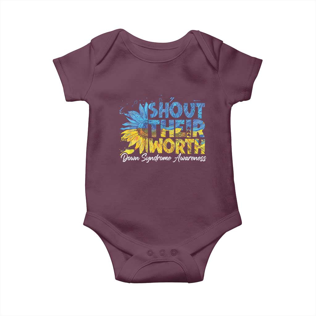 Down Syndrome Awareness Sunflower Baby Onesie Shout Their Worth TS10 Maroon Print Your Wear