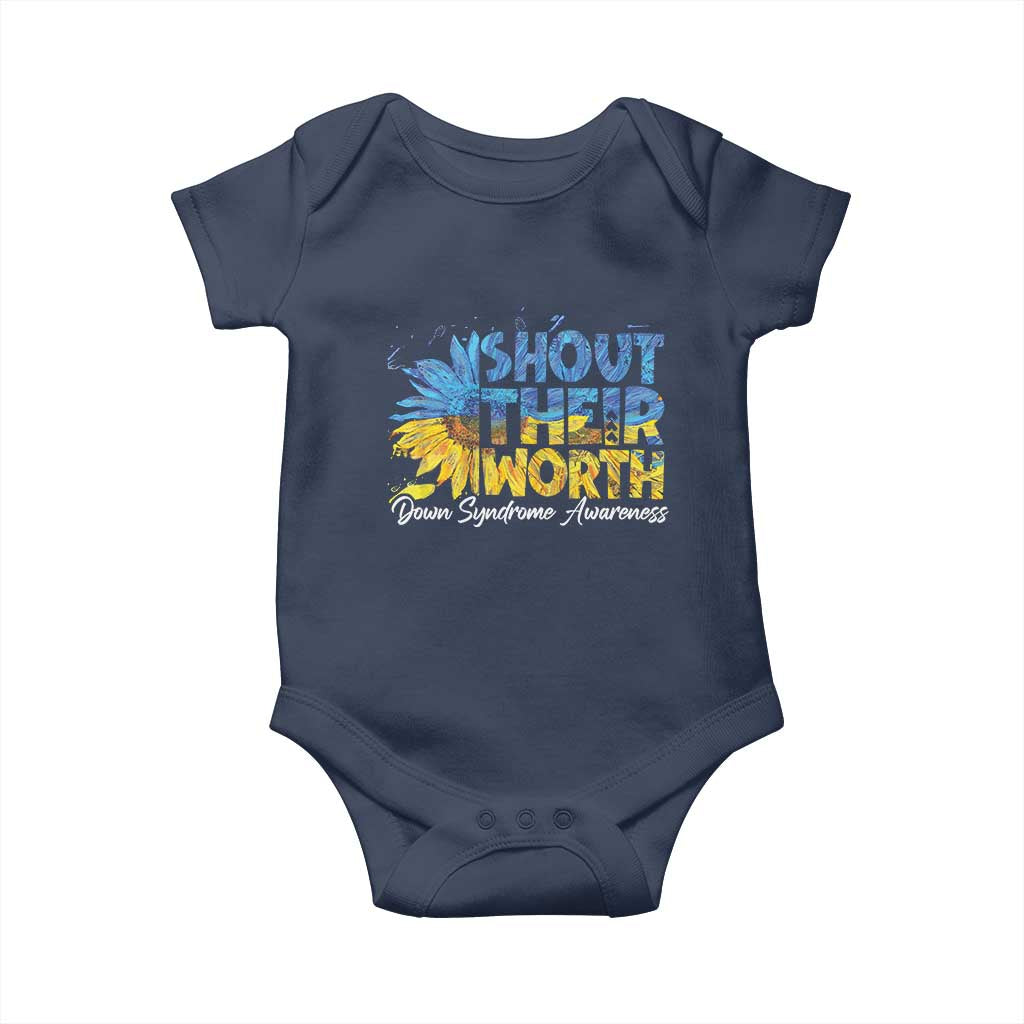 Down Syndrome Awareness Sunflower Baby Onesie Shout Their Worth TS10 Navy Print Your Wear