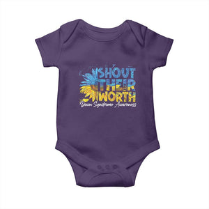 Down Syndrome Awareness Sunflower Baby Onesie Shout Their Worth TS10 Purple Print Your Wear