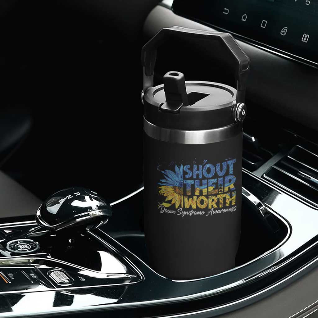 Down Syndrome Awareness Sunflower Flip Straw Tumbler Shout Their Worth TS10 Print Your Wear