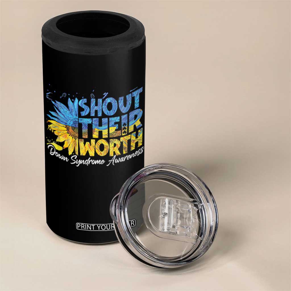 Down Syndrome Awareness Sunflower 4 in 1 Can Cooler Tumbler Shout Their Worth TS10 Print Your Wear