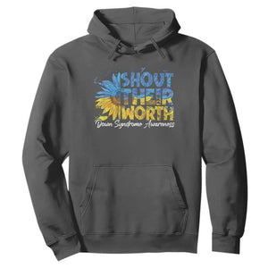 Down Syndrome Awareness Sunflower Hoodie Shout Their Worth TS10 Dark Heather Print Your Wear