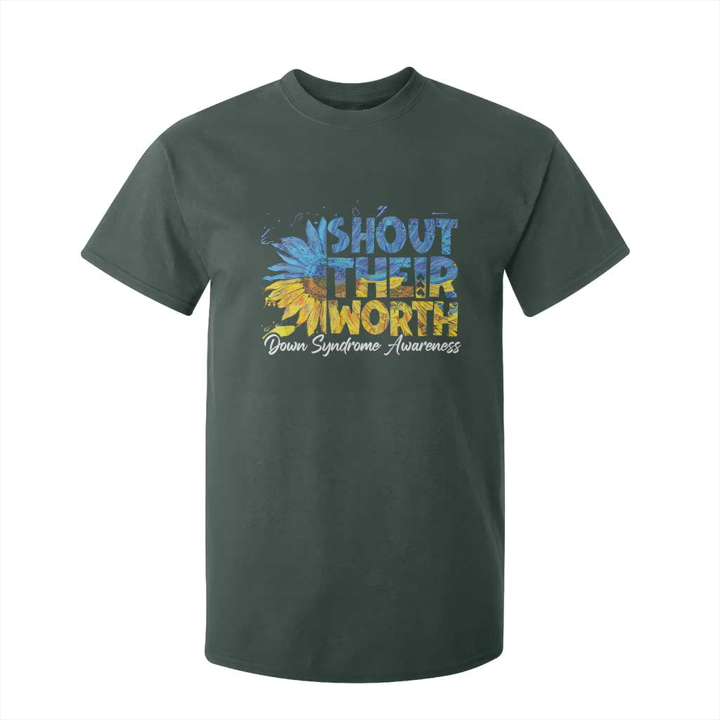 Down Syndrome Awareness Sunflower T Shirt For Kid Shout Their Worth TS10 Dark Forest Green Print Your Wear