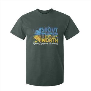 Down Syndrome Awareness Sunflower T Shirt For Kid Shout Their Worth TS10 Dark Forest Green Print Your Wear