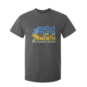 Down Syndrome Awareness Sunflower T Shirt For Kid Shout Their Worth TS10 Dark Heather Print Your Wear