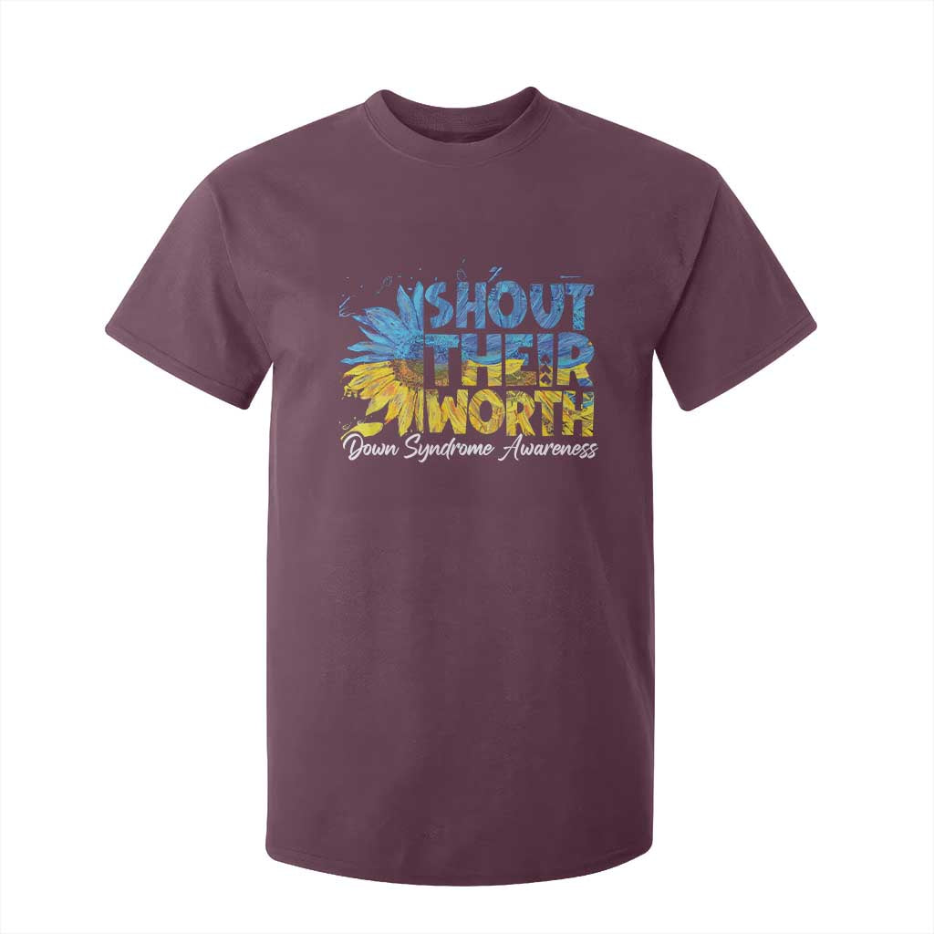 Down Syndrome Awareness Sunflower T Shirt For Kid Shout Their Worth TS10 Maroon Print Your Wear