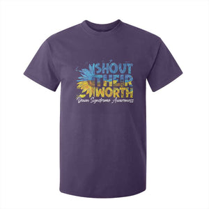 Down Syndrome Awareness Sunflower T Shirt For Kid Shout Their Worth TS10 Purple Print Your Wear