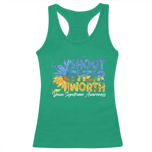 Down Syndrome Awareness Sunflower Racerback Tank Top Shout Their Worth TS10 Irish Green Print Your Wear