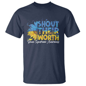 Down Syndrome Awareness Sunflower T Shirt Shout Their Worth TS10 Navy Print Your Wear